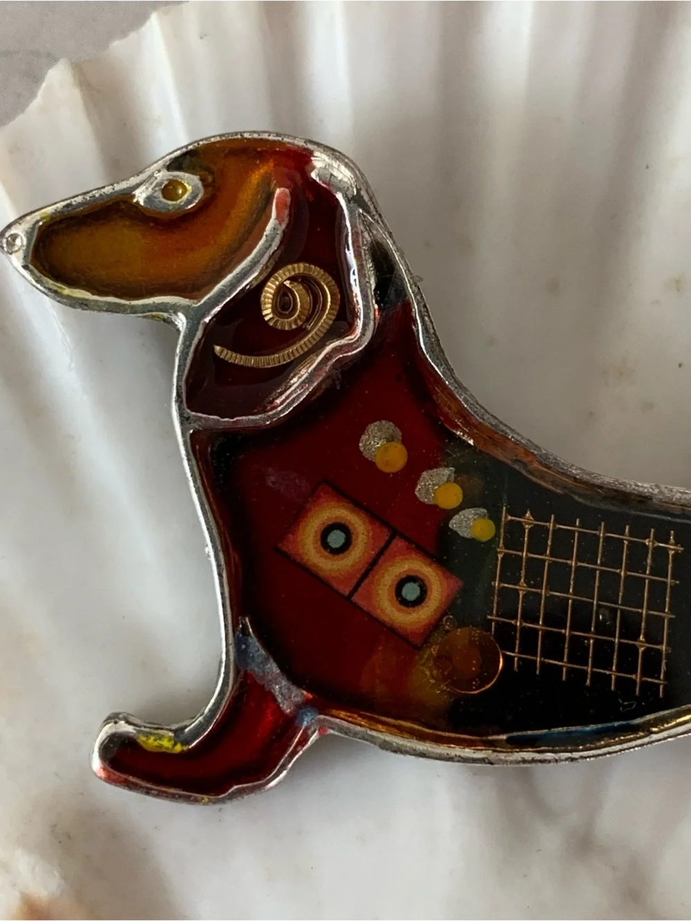 Dachshund Dog Vintage Brooch by Yossi Steinberg